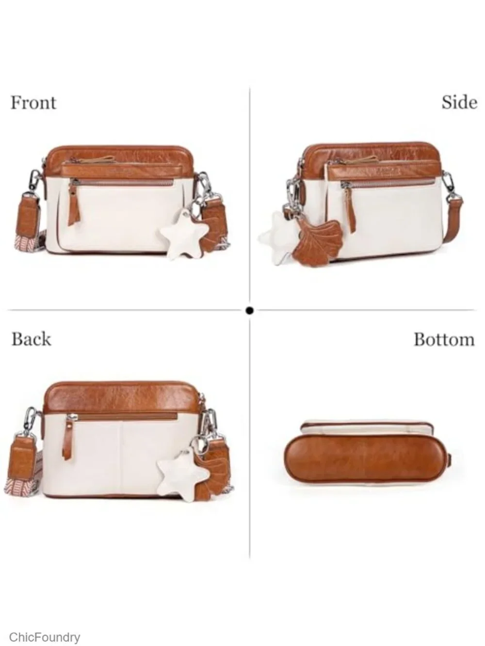 Genuine Leather Crossbody Bag with Wide Strap for Women Travel & Daily Purse